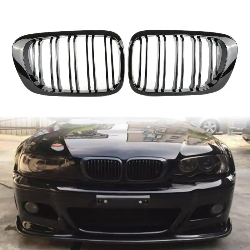 Front Air Intake Grill Bumper Kidney Grille Fit For Bmw E46 318i 3i 325i 330i 1998 1999 00 01 02 Dual Slat Glossy Black Racing Grills Aliexpress