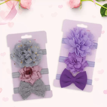 

3Pcs/Set Chiffon Flower Baby Headband Elastic Kid Girl Headbands Turban Bows Hair Bands For Girls Haarband Baby Hair Accessories