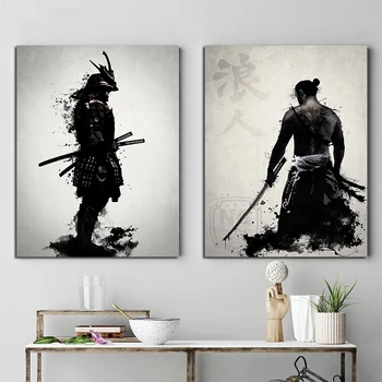 

Posters And Prints Hot Armored Samurai Japan Anime Artwork Paintings On The Wall Canvas Pictures For Living Room Decor Modular