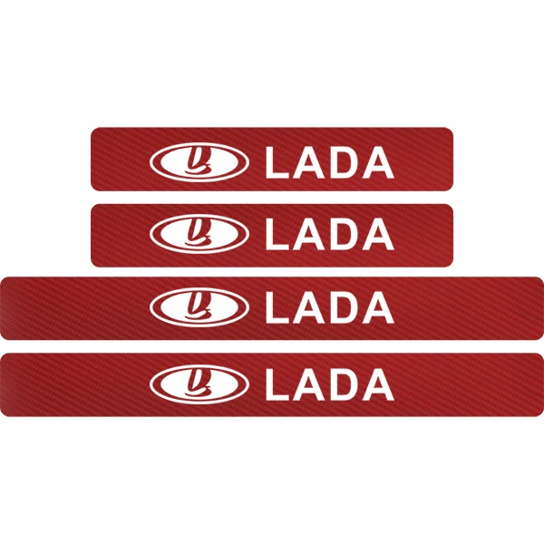 4 шт. углеродное волокно Автомобильная дверная наклейка на порог для LADA VESTA niva kalina priora granta largus ВАЗ samara 2110 автомобильные аксессуары - Название цвета: Red White