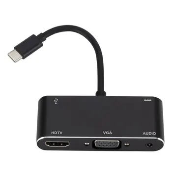 

USB Type C TO HDMI VGA Adapter Mobile Phone Charging Port Dual Interface Output Converter For Laptop Stable Home Multifunction
