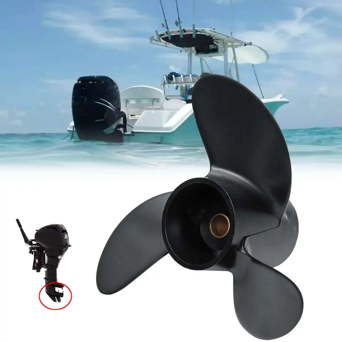 

Outboard Propeller 3R1W64516-0 7.8 x 8 For Tohatsu Nissan-Mercury 4-6HP Black 3 Blades 12 Spline Tooth Aluminum Alloy R Rotation