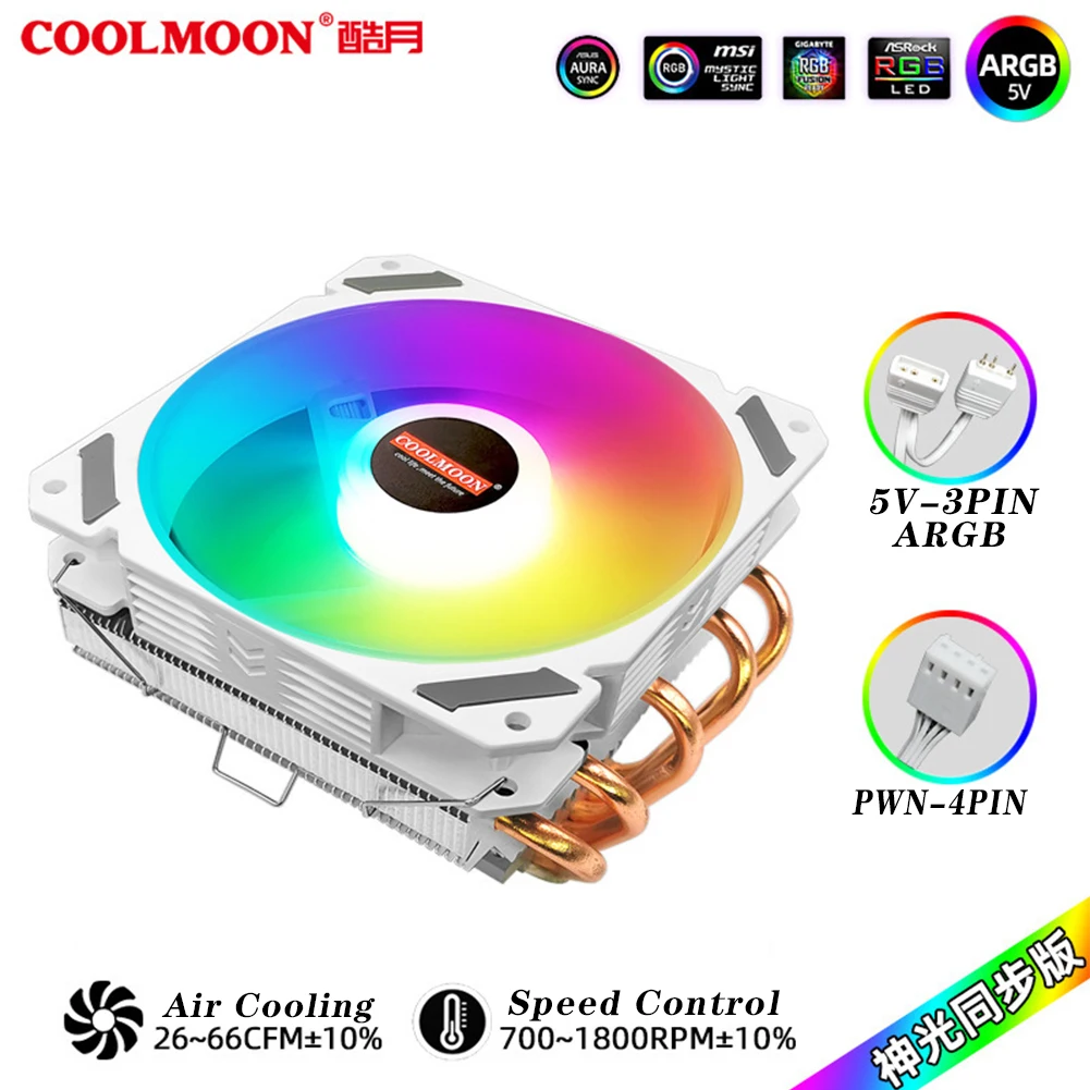 Ventilador de Cpu Argb para Intel Refrigeração do Radiador Ventilador 1155 1156 1366 2011 X79 X99 Amd Am3 Am4 Soquete Refrigerador Rgb Lga 1150 1151 - Imagem 4