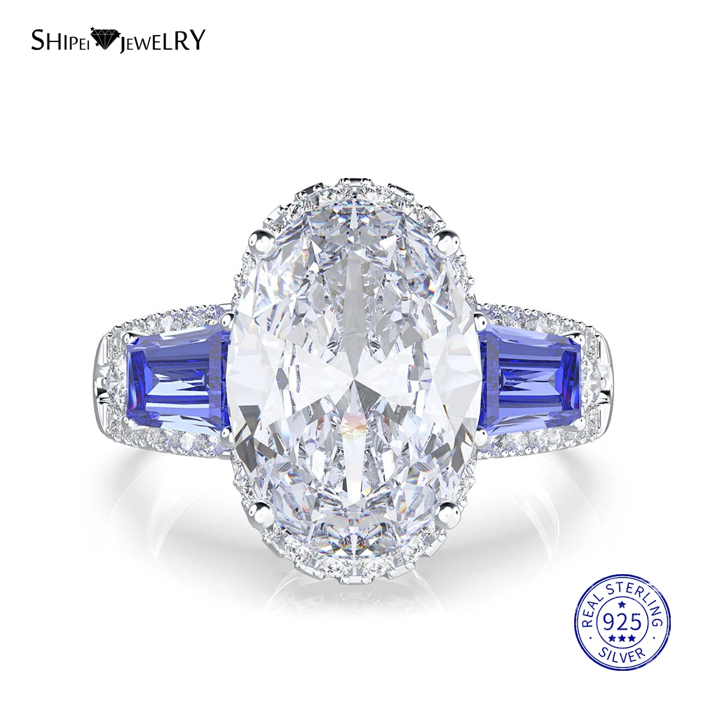 Shipei натуральный Moissianite кольцо для женщин стерлингового серебра 925 пробы овальное сапфировое цитрин Свадебное обручальное кольцо ювелирные украшения