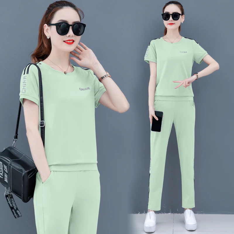 

Set female summer in new fashion leisure han edition brim minus age show thin thin two-piece outfit
