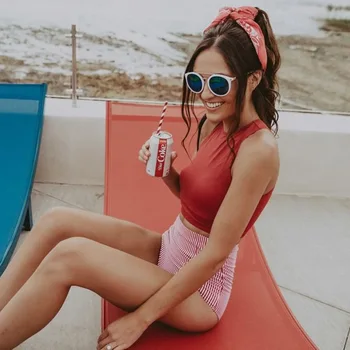 

Tank Top Swimsuit Two Piece Swim Suit Crop Top Bathing Suit Women High Waist Bikini Set Sexy Swimwear Swimming Suit Biquinis
