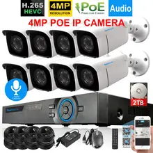 TOPROHOMIE H.265+ 8ch камера безопасности Система 4MP аудио запись наружная POE ip-камера 8CH cctv комплект видеонаблюдения P2P HDMI