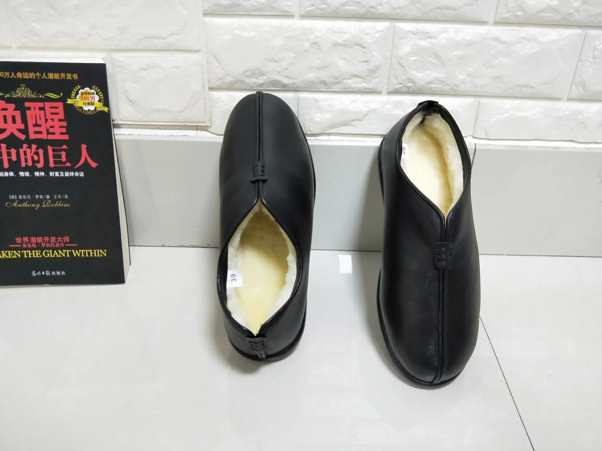 Г., зимняя женская кожаная обувь с хлопковой подкладкой, бархатная и шерстяная теплая обувь для мужчин и женщин обувь для мам - Цвет: Черный