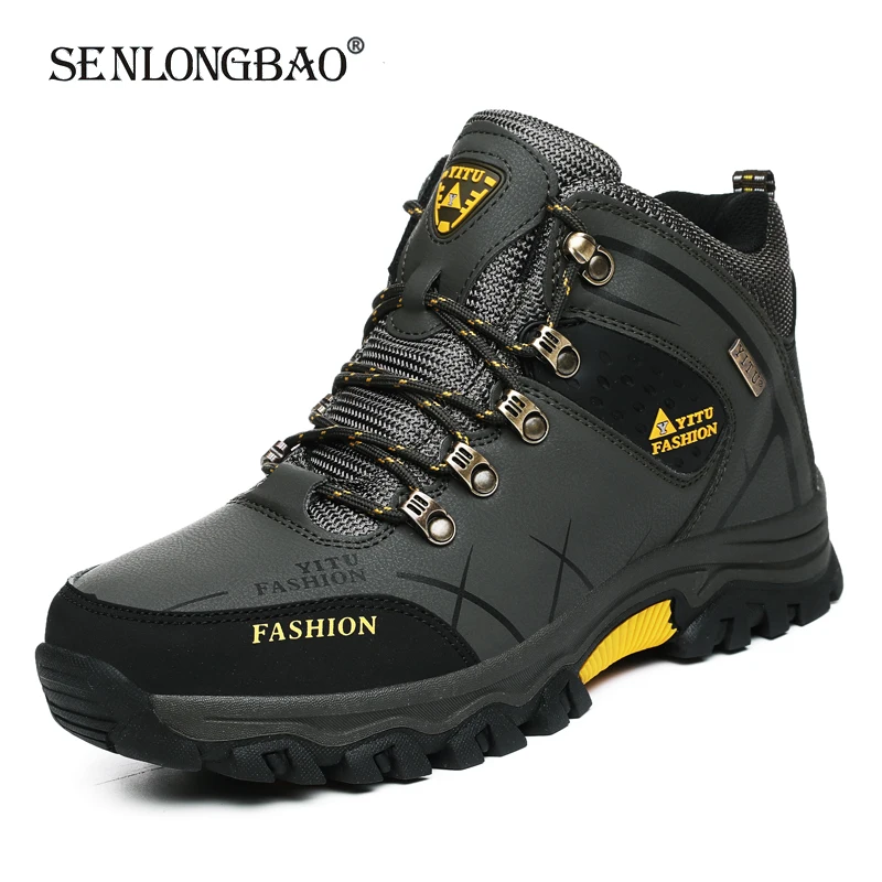 Brand Men Winter Snow Boots Waterproof Leather Sneakers Super  Warm Men's Boots Outdoor Male Hiking Boots Work Shoes Size 39 47
