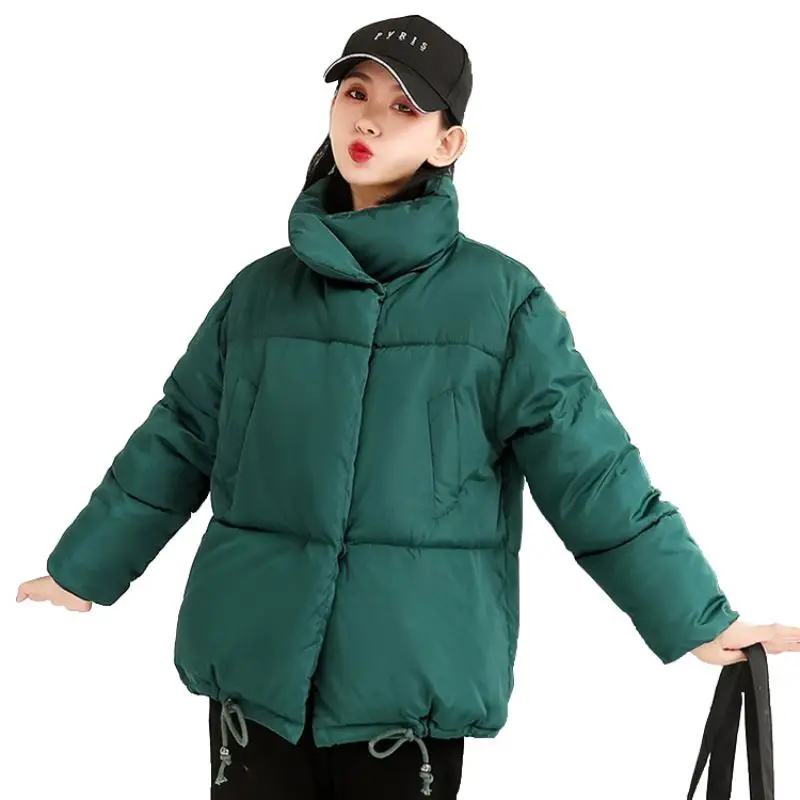 Утепленные женские парки, новинка, свободные пуховые куртки с высоким воротом, женские теплые ватные зимние пальто для женщин - Цвет: Зеленый