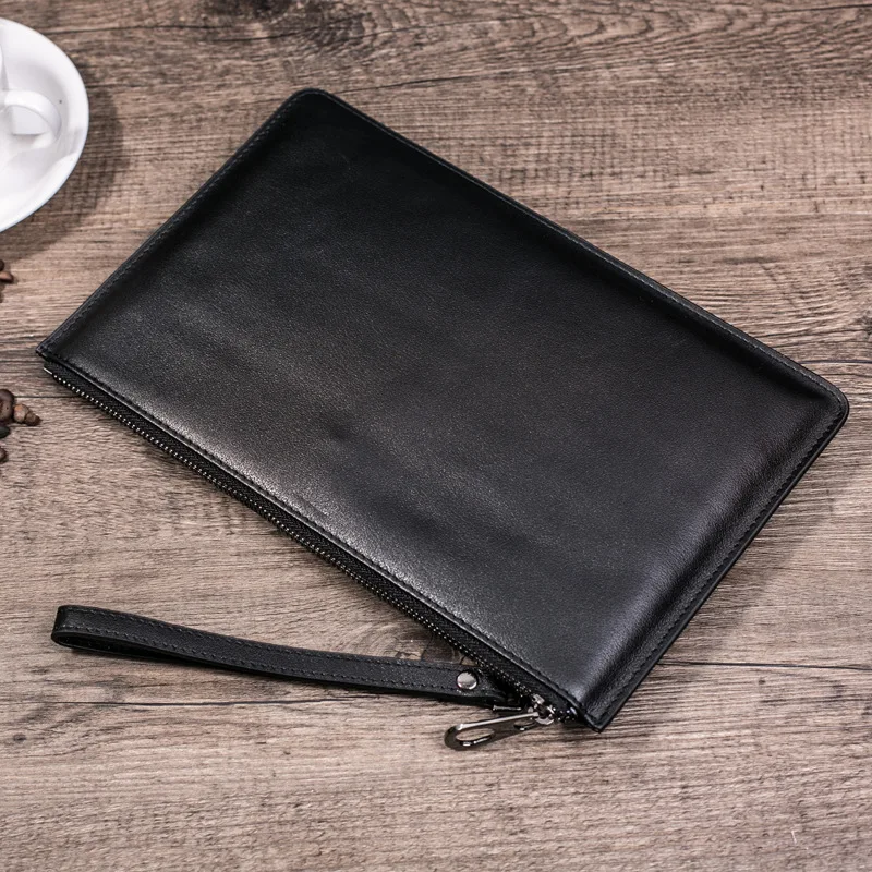 

Ougger Man's Clutch Large Handbags Black Genuine Leather New Arrival Formal European and American Style Leather Wallet Clip