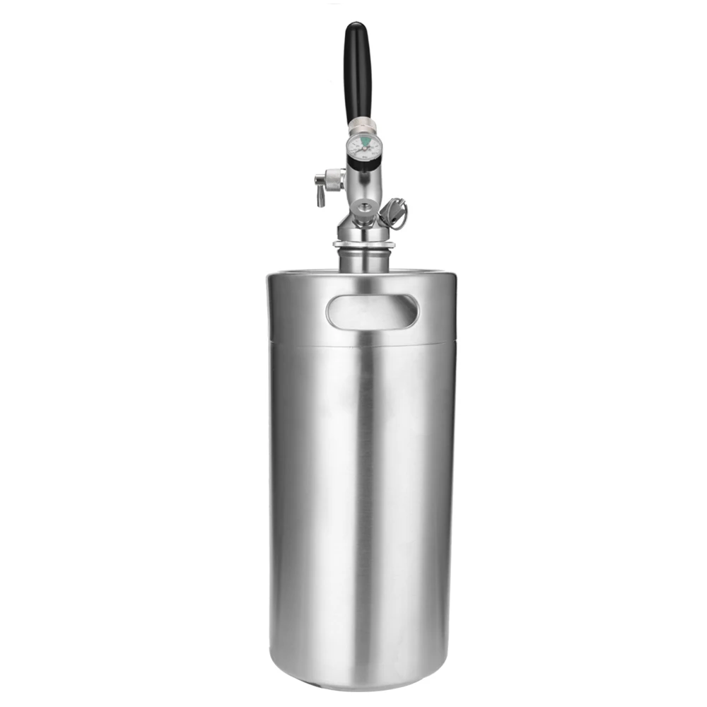 Новинка, из нержавеющей стали 3.5L 5L мини-кег, емкость для пива мини распределитель с регулируемым пивной кран Co2 инжектор премиум-класса