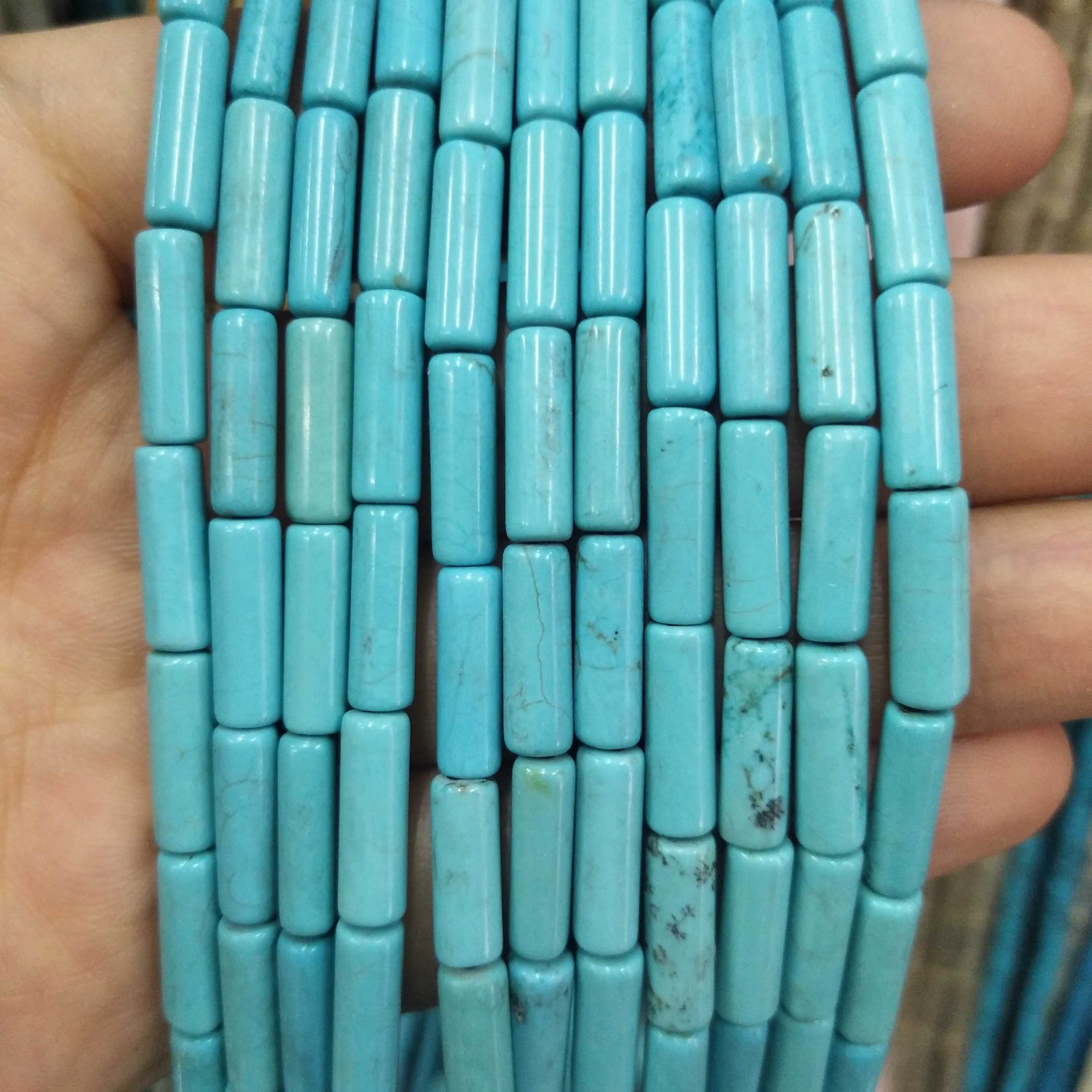 Natural Stone Cylinder Beads: Turquoise, Agate, Lapis Lazuli, and Jasper