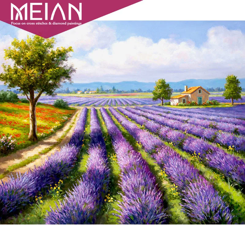 2020 Lavender 5D DIY Diamond Painting Field Cross Stitch Full Round Drill Embroidery Flower Mosaic Home Decor | Дом и сад