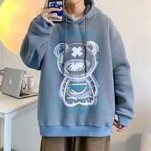 2021 outono e inverno nova camisola masculina com capuz solto casual topo coreano moda tendência versátil impresso casaco masculino