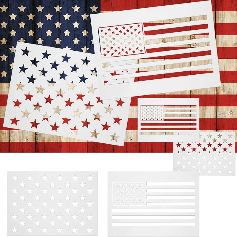 6Pcs Star Stencil 50 Stars American Flag Template for Painting on Fabric Paper Wood Wall Multiple Use | Канцтовары для офиса и