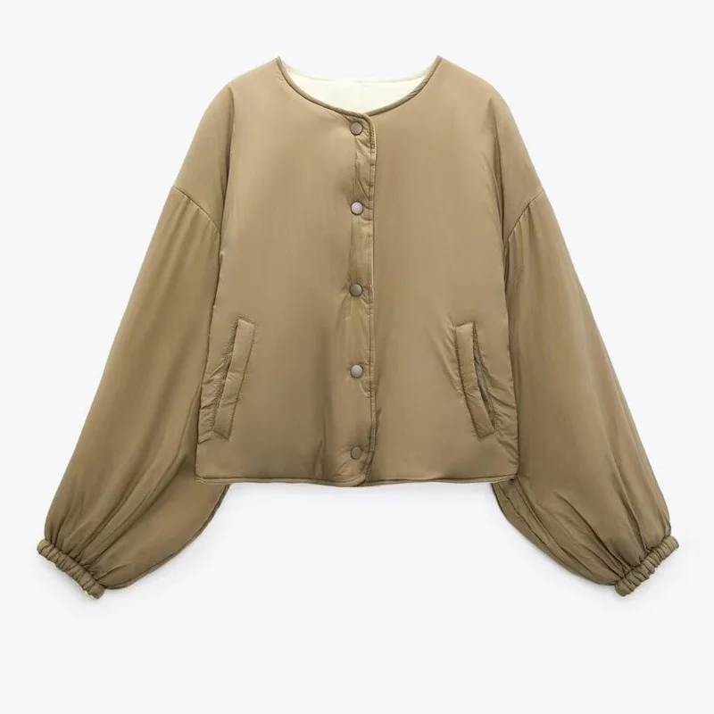 

Женская двухсторонняя хлопковая парка Za, теплая свободная повседневная короткая куртка, элегантная верхняя одежда, новинка зимы 2022