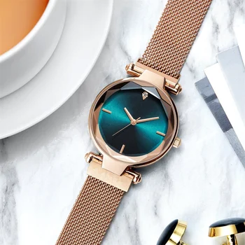 

2020 Luxury Ladies Watch Women Watches Rose Gold Mesh Magnetic Strap Ladies Quartz Wristwatches Female Clock relogio feminino