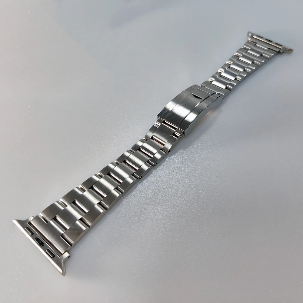 Rolamy Oyster Steel Watch Band Strap with For Apple Watch Band 44mm 40mm 42mm 38mm Series SE/6/5/4/3/2/1 iWatch Watch Bracelet