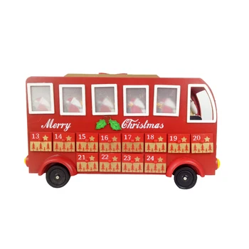 

1PC Decorative Desktop Bus Toy Bus Ornamet Lovely Creative With Calendar Drawer Wood Ornament Wood Bus For Kids Home Christmas