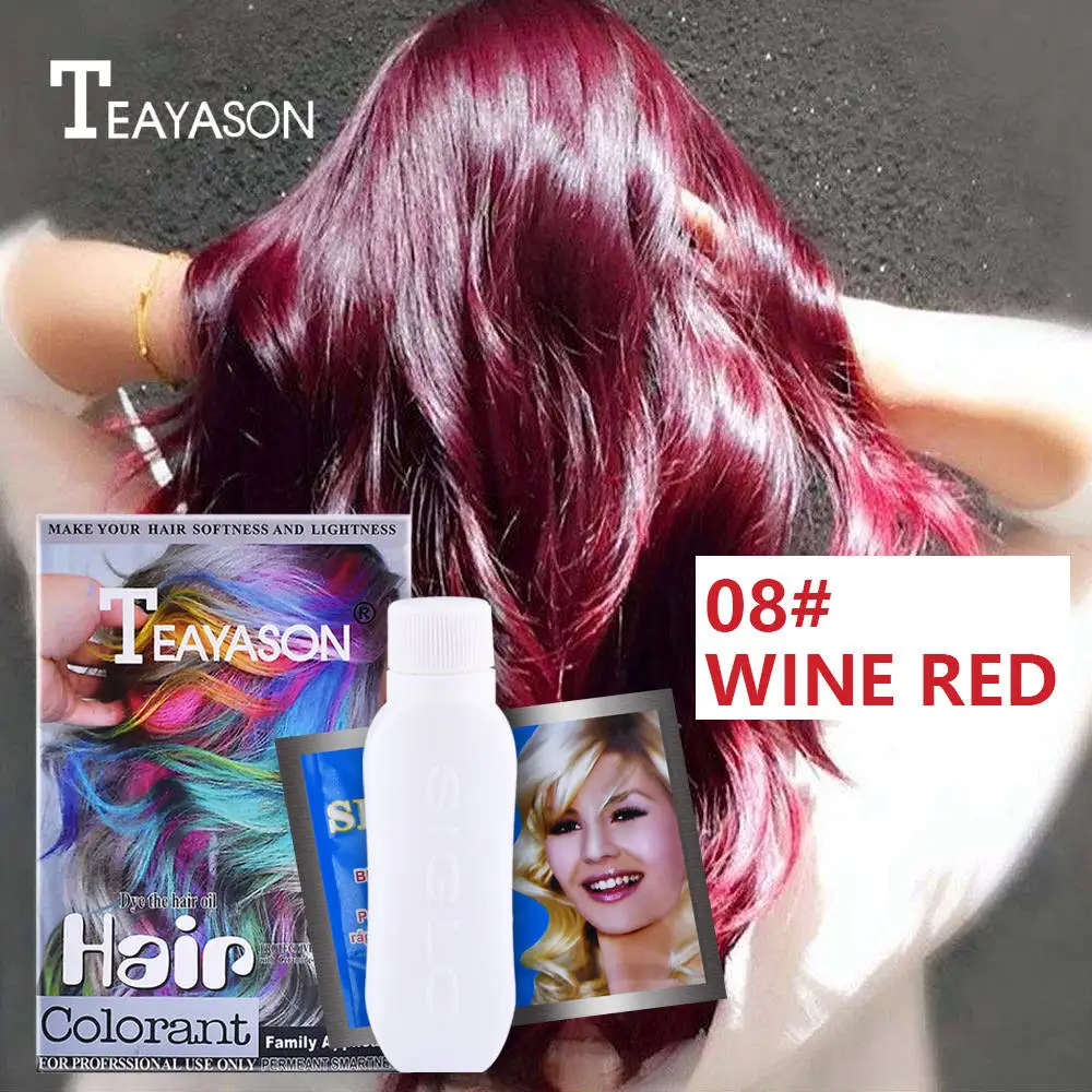 2 шт. = 1 комплект краситель для волос крем-краска для волос+ дикислородное молоко DIY Краска для волос 12 цветов покрытие для волос легкая раскраска крем дропшиппинг - Цвет: 08 WINE RED