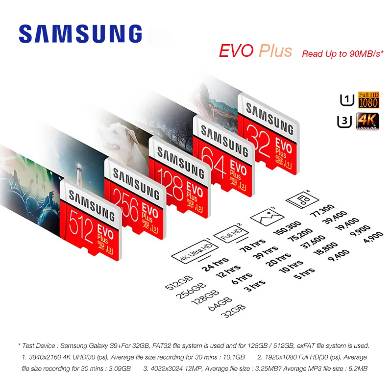 Карта памяти Microsd SAMSUNG 256G 128 Гб 64 Гб/32 ГБ EVO Plus EVO U3/U1 класс 10 16 ГБ 32 ГБ U1 microSDXC/SDHC EVO+ Micro SD