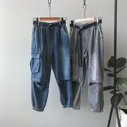 Mooirue осенние женские джинсовые камуфляжные брюки женские Ol рабочие отверстия Bf тонкие красивые широкие брюки с высокой талией 2019 женские