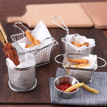 

Stainless steel fryer screen French fries frame square filter net encrypt colander strainers shaped Frying mesh basket