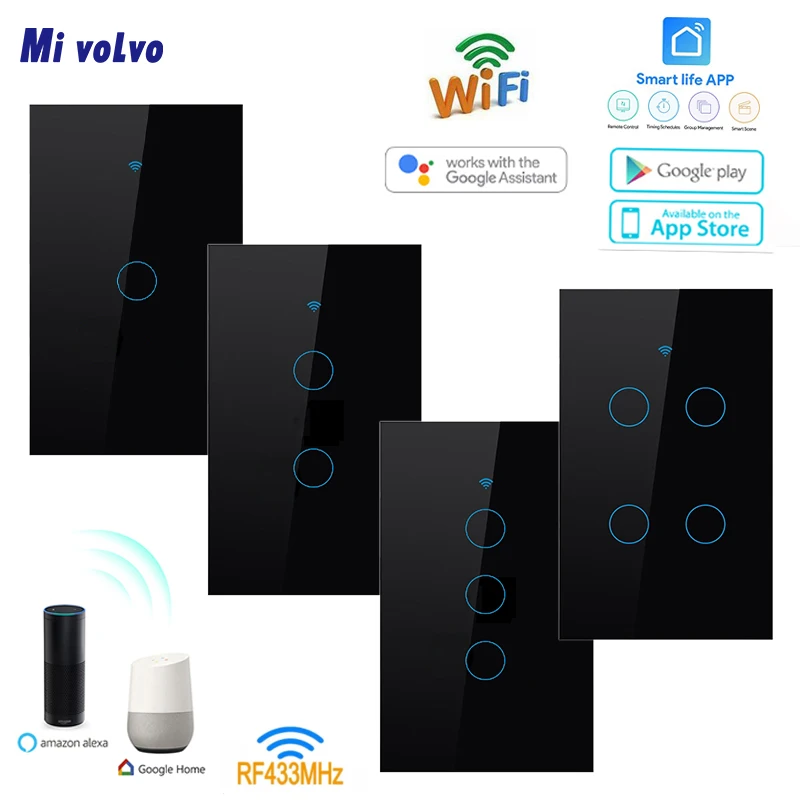 Светильник переключатель умный Wifi стекло экран пульт дистанционного управления