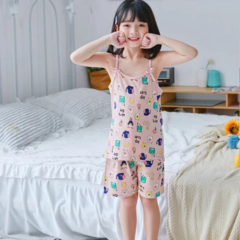 

Special Offer Cheap Kids Pajamas Summer Short Sleeve Girl Pijamas Cute Cartoon Home Wear Girl's Sleepwear Set Kids Underwear