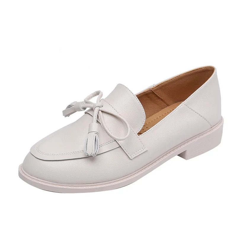 Женские туфли-оксфорды; белые кожаные туфли на плоской подошве в консервативном стиле; обувь для студентов; повседневные женские лоферы без шнуровки в стиле дерби; обувь Bullock для студенток; большие размеры - Цвет: Style 7 White