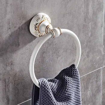 

White Black Antique Towel Ring Vintage Round Shape Bathroom Household Holder Wall Mount Towel Rack Pendant Accessories