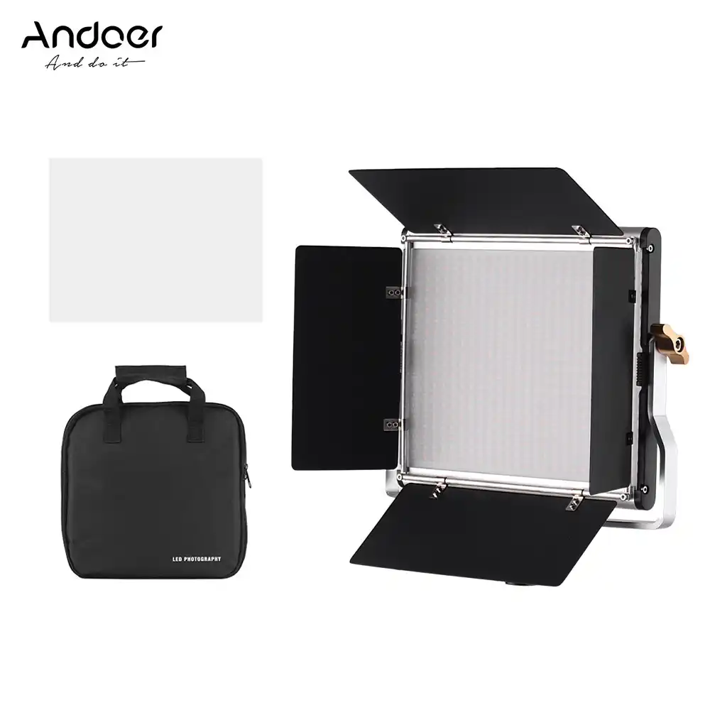 Andoer Dimmable Bi-Color LED with Light Stand Holder Bracket for Studio Photography Video Shooting Lighting Kit CRI 95 3200-5600K 480 LED Beads with Storage Bag