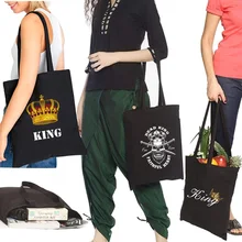 Shopping Bags Large Capacity Queen Series Pattern Shopping Bag Canvas Bag Reusable Eco-friendly Tote Bag Women's Shoulder Bags