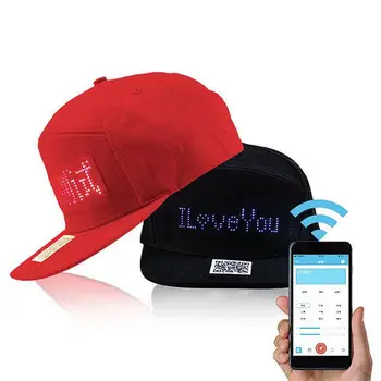 

Creative Mobile App Operation Led Lights Bluetooth Hip Hop Hat For Party Riding For Men Women Advert Hat Red Black