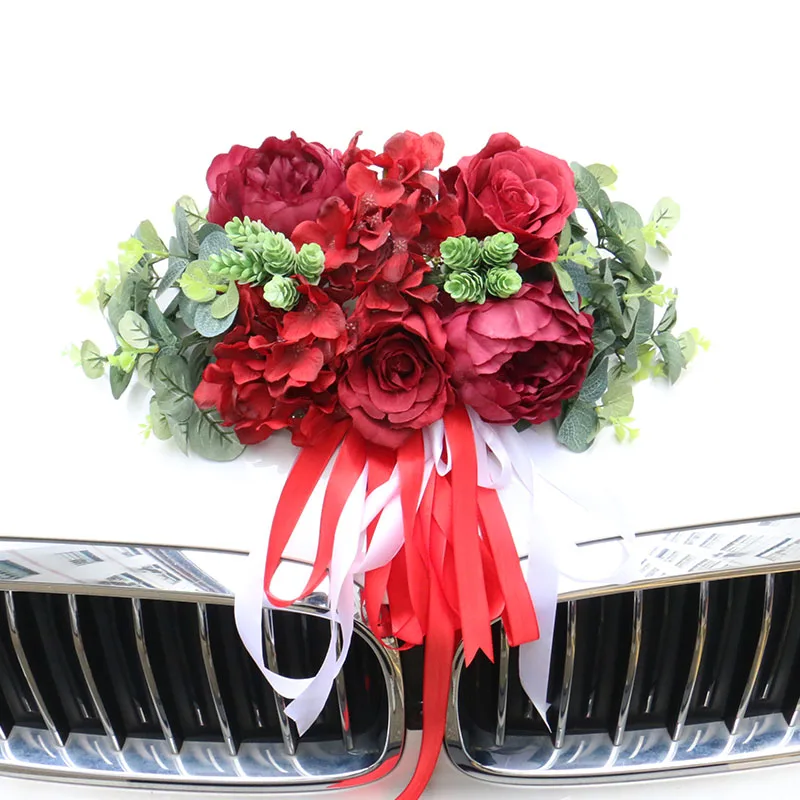 Сделанный Сделай Сам свадебный автомобильный Декор Искусственный цветок Шелковый угловой цветочный подарок на день Святого Валентина пионы Гирлянда Венок вечерние розы - Цвет: A 3
