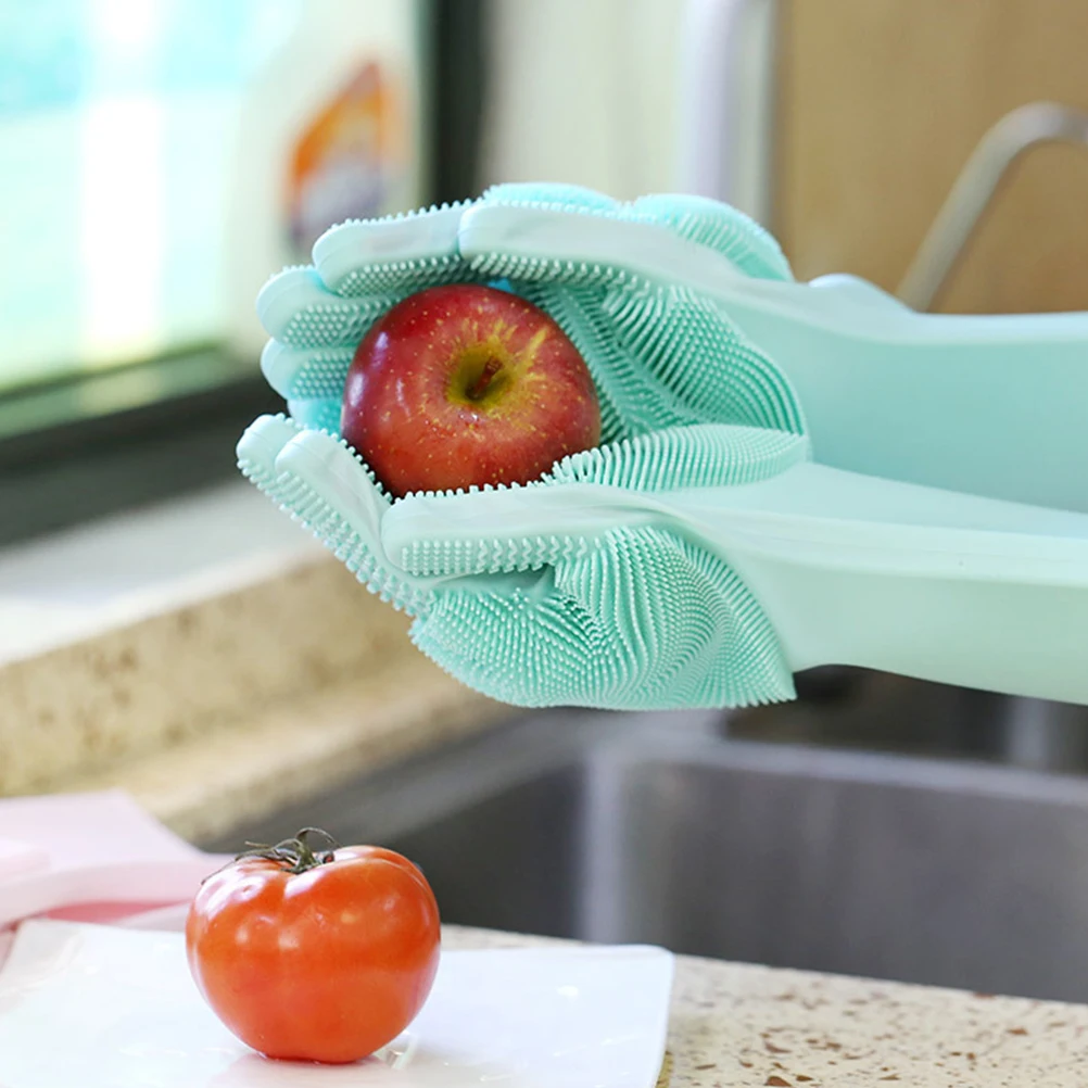 1 пара перчаток кухонные силиконовые чистящие перчатки волшебные силиконовые перчатки для мытья посуды щетка для домашнего хозяйства резиновый инструмент для чистки кухни