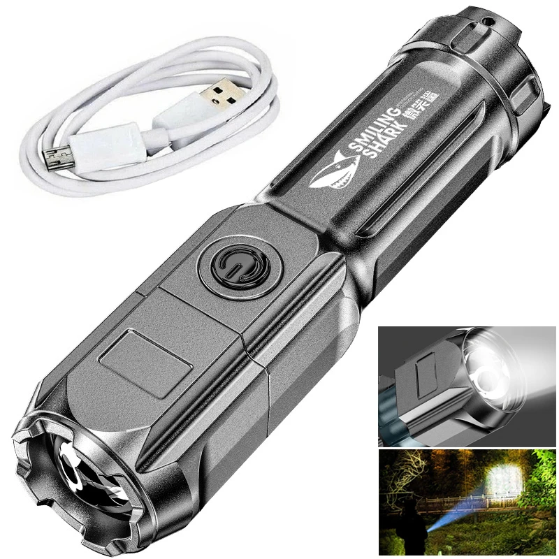 Usb Rechargeable Flashlight Strong Light Zoom Highlight Tactical