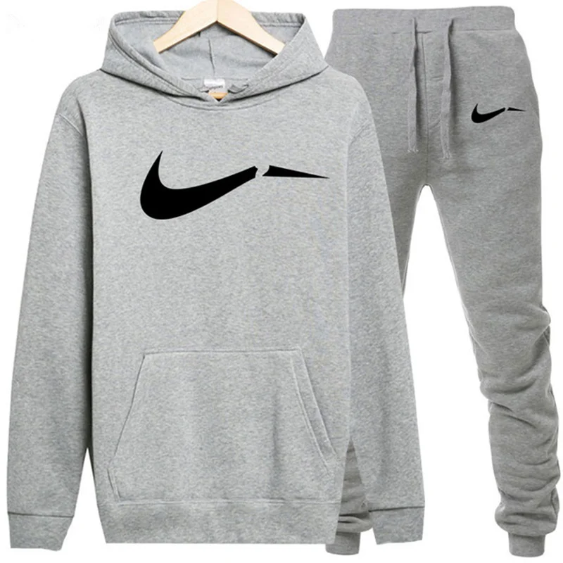 

Gray Hoodie Sweatshirt Men/women New Fashion Hoodies Sweatshirts+sweatpants Suits 2018 Autumn Winter Warm Fleece Hooded Pullover