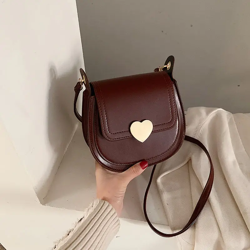 

2020 Fashion Shoulder Messenger Bag Lady Solid Color Solid Handbags PU Leather Saddle Bags For Women
