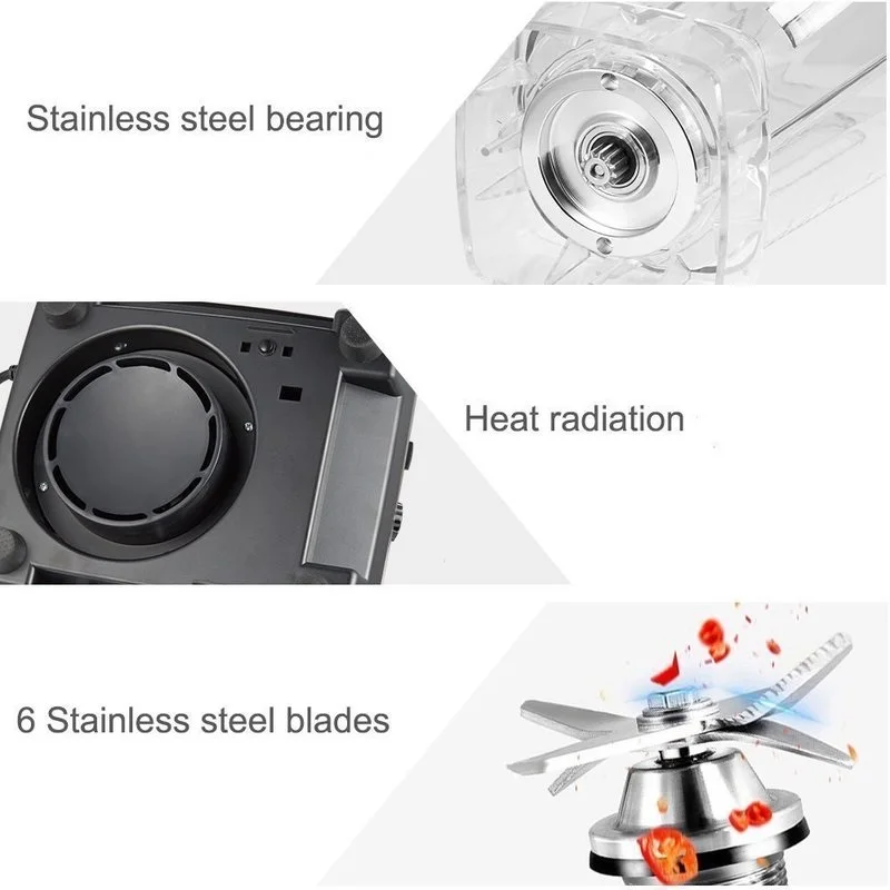 Commercial Grade Timer Blender Mixer Heavy Duty Automatic Fruit Juicer Food Processor Ice Crusher Smoothies 1400W