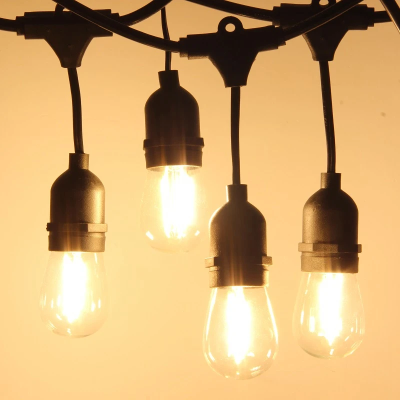 

Waterproof 15M 15Pcs LED Bulbs String Light Indoor Outdoor Commercial Grade E26 E27 Street Garden Holiday String Light