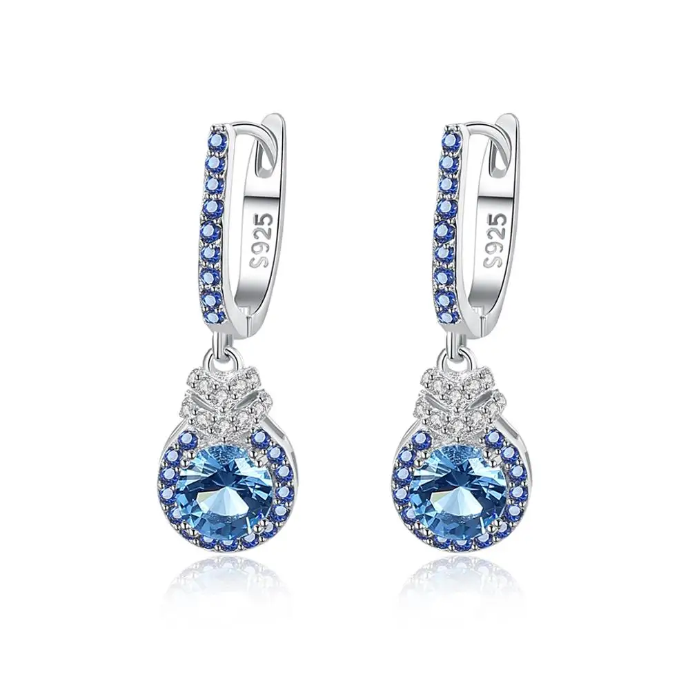 Piccoli orecchini a cerchio con pietre preziose blu per donne che frequentano feste Orecchini a forma di goccia d'acqua in argento sterling al 100% Amico s_voghion.com