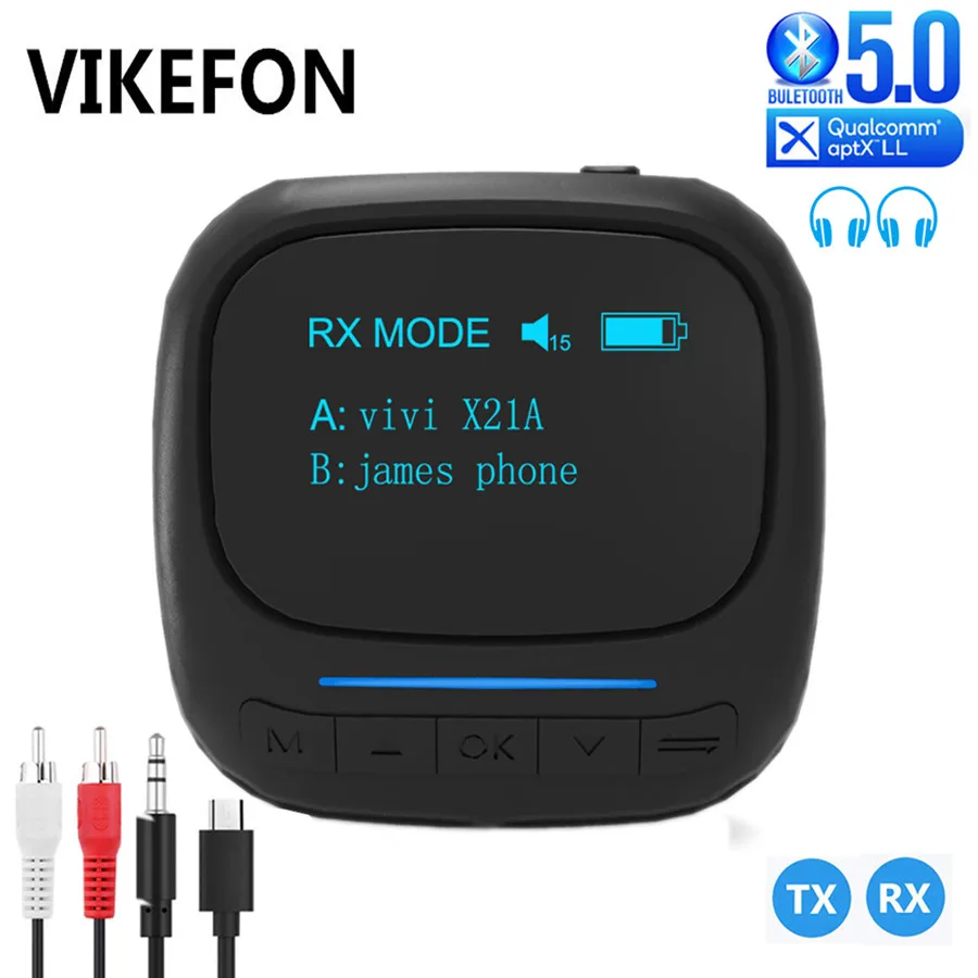 Bluetooth 5 0 аудио передатчик приемник Aptx LL OLED дисплей для автомобиля ТВ ПК 3 мм AUX