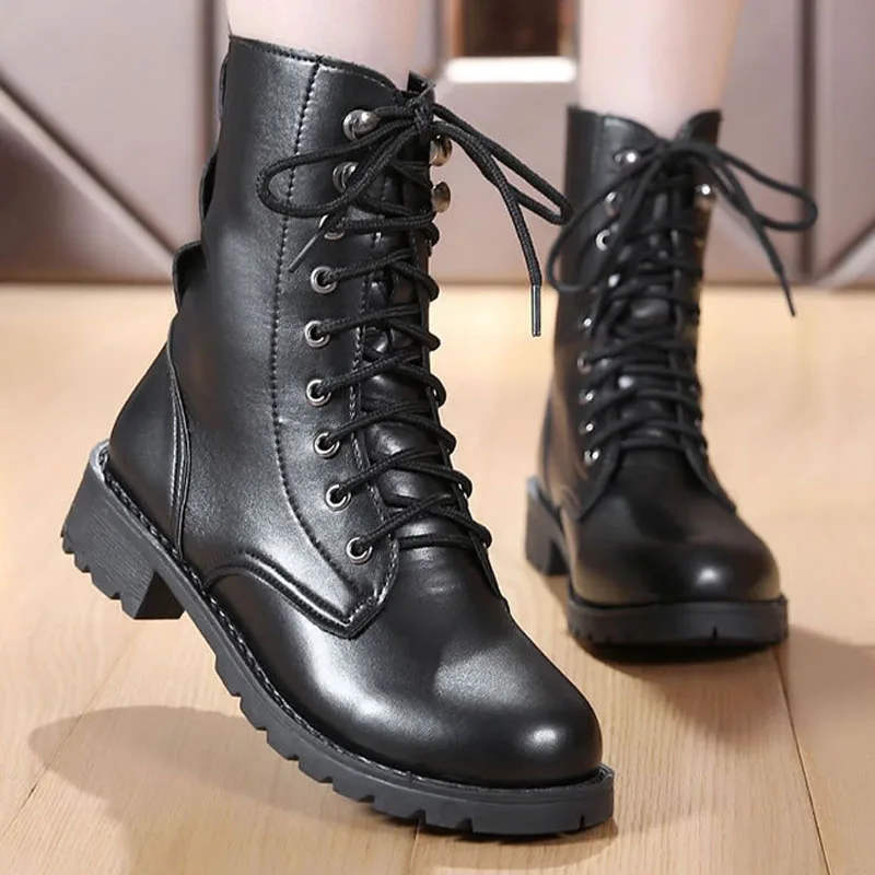 de media caña para mujer, zapatos de moto de sintética, talla grande 43, otoño e invierno, 2022|Botas a media pantorrilla| - AliExpress