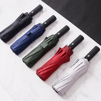 

Windproof Business Man Umbrella Large Automatic 3 Folding Black Uv Protection Parasol Outdoor Umbrella Travel Umbrellas MM60YS