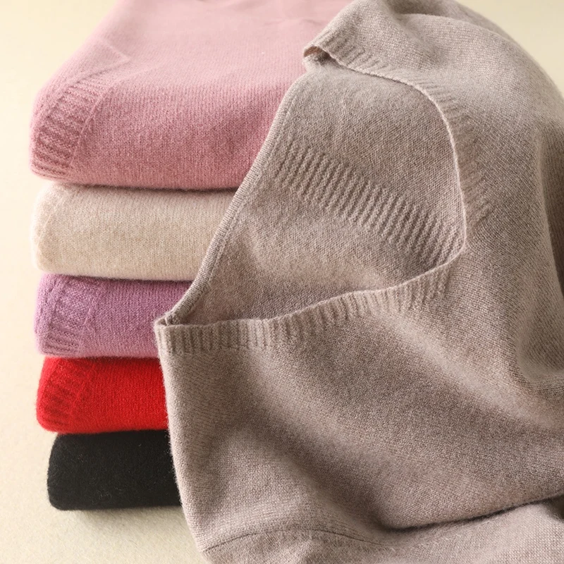 

Women Sweater 100% Wool Knitted Jumpers Ladies Pullovers Winter new Soft 6Colors V Neck Standard Women Clothes