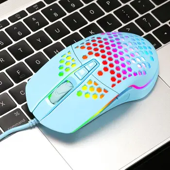 

Lightweight Wired Gaming Mouse Hollow Honeycomb Pattern Game Mice with RGB Colorful Light Effect for Game Lovers