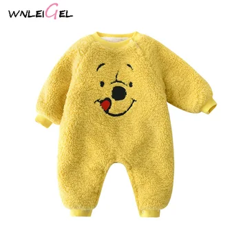 

WLG toddler girls winter print cartoon thick warm romper new born baby girl fashion full o-neck clothes fits true to size