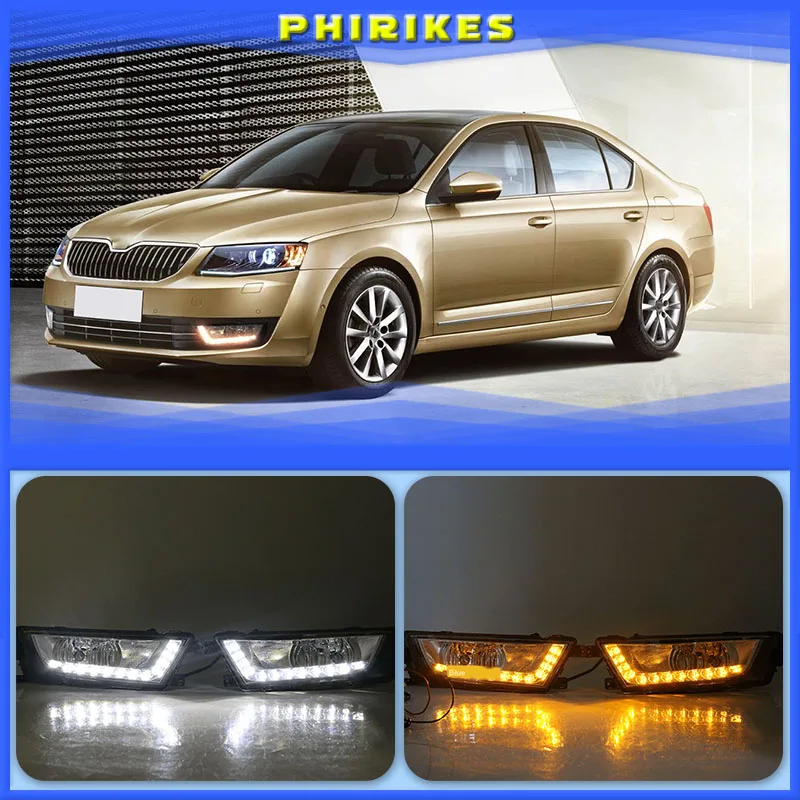 

For Skoda Octavia A7 MK3 2014 2015 2016 LED DRL Daytime driving Running Lights Daylight cover hole free shipping